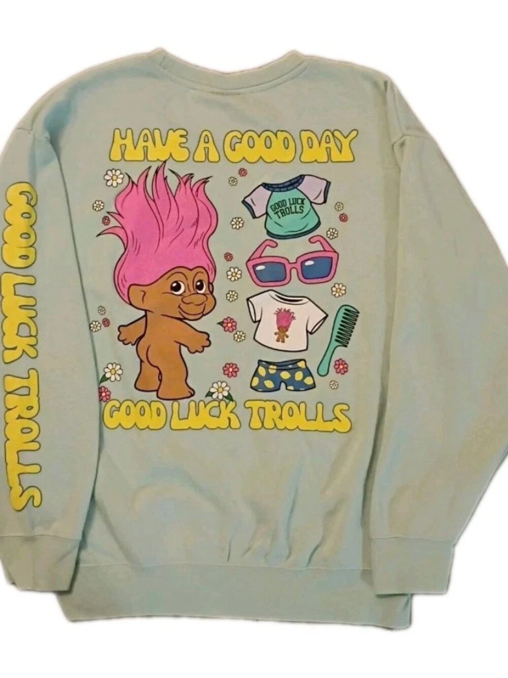 Vintage Style Good Luck Trolls Good Day Sweatshirt Adult Extra Large Excellent